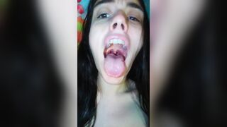 PinkMoonLust has Mouth Spit Drool Fetish Custom Video Order! Paid Slut GAGS HARD to make Saliva Fast