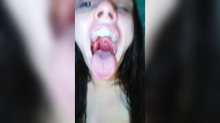 PinkMoonLust has Mouth Spit Drool Fetish Custom Video Order! Paid Slut GAGS HARD to make Saliva Fast