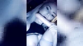 Hot Blonde MILF Dildong Pussy inside Car and Gets really Wet - Snapchat