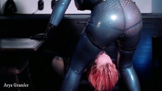 Lesbian Latex Ass Worship, Strapon Suck, Deep Throat, Facesitting