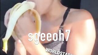 Cute Chick Does The Banana Challenge!