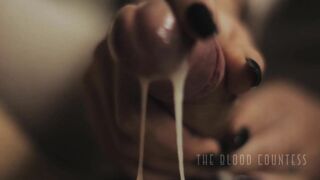 black long nails handjob (close up ruined orgasm)