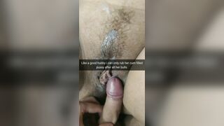 Good hubby can only rub cumfilled pussy his wife after cheat