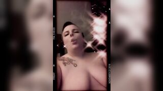 Smoking Topless with Snapchat Filter