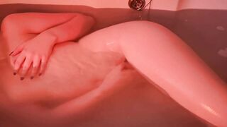 Hot Brunette Teen Massages Natural Tits and Fingers herself in a Sensual Bath