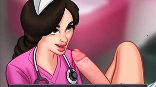 Summertime Saga - Nurse sucks her patient's huge cock