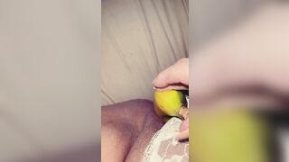 Swiss girl fucks herself with a banana