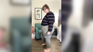 Shy BBW strips and dances cutely to show off sexy lingerie