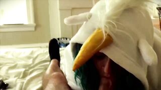 UNICORN SLUT EX GF emo alt whore w green blue hair sucking my cock and blowing coke off my dick