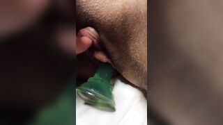 Jerking off my big clit wet with grease