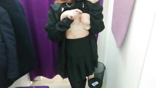 I show my breasts and what's under the skirt in the fitting room