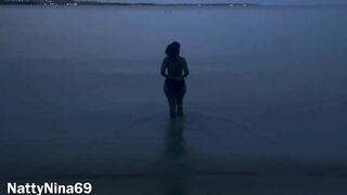 Latina MILF Takes an Evening Beach Stroll