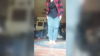 Trying to walk and falling with bound feet