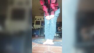 Trying to walk and falling with bound feet