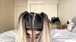 ahegao e-girl slut gives sloppy blowjob pov