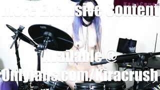 Cute Bondage Girl Wears Nipple Clamps & Plays Drums Naked (Billy Talent - Try Honesty)