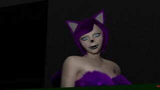 Neko Girl teases, fucks and get cummed on buy her furry new friend 3D