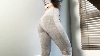 Amateur latina girlfriend dances after workout in yoga pants