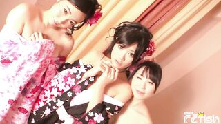 Three Japanese teens tease with their gorgeous bodies