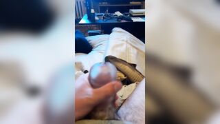 Jerking my dick with toy for big load