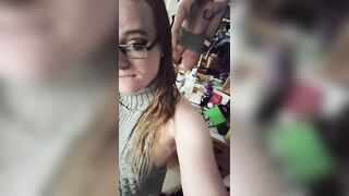 Cute trans girl redhead in sweater a teases and plays