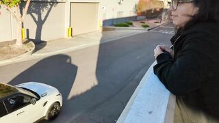 Walking around topless in parking garage