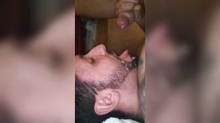 Self facial huge cumshot