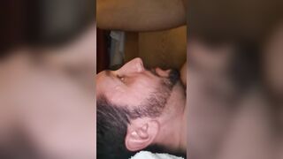 Self facial huge cumshot