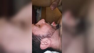 Self facial huge cumshot