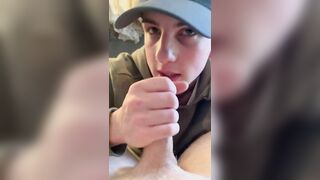 Cute twinks sucks boyfriend dick after work