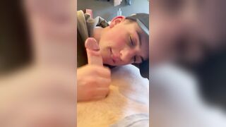 Cute twinks sucks boyfriend dick after work