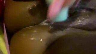 Creamy pussy nutting on toy