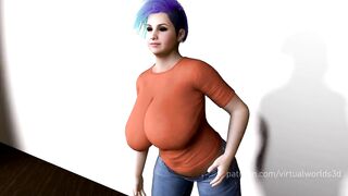 Cute Chubby Milf Orange Shirt MMD Dance