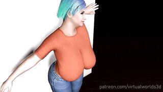 Cute Chubby Milf Orange Shirt MMD Dance