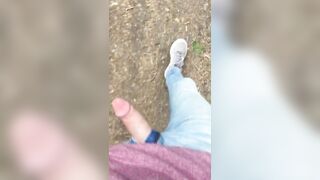 Flashing my twink dick while walking in public forest