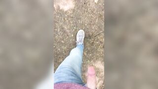 Flashing my twink dick while walking in public forest