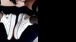 Alexandra Braces is masturbating in Converse Run Star Hike sneakers