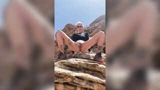 Petite blonde outdoor pee