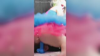 Clown Girl Cums on Big Dildo