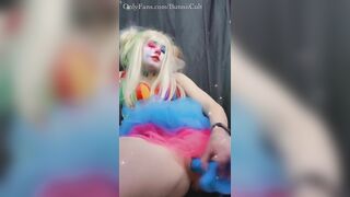 Clown Girl Cums on Big Dildo