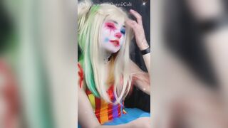 Clown Girl Cums on Big Dildo