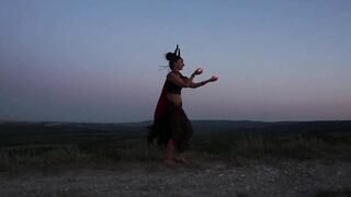 Candels Dance against the background of the night sky