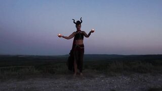 Candels Dance against the background of the night sky