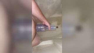 Fucking my fleshlight in the shower after my workout at the gym!!