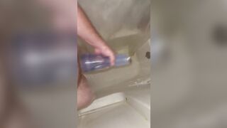 Fucking my fleshlight in the shower after my workout at the gym!!