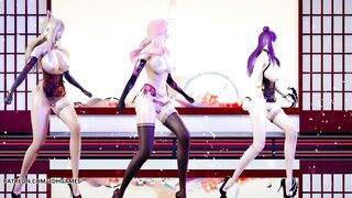 [MMD] 極楽浄土 GokurakuJodo Hot Naked Dance KDA Ahri Kaisa Seraphine