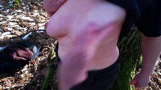 Titslapping while hiking in winter