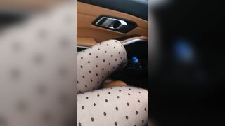 Step mom hand slip and stuck under step son pants touching dick and making him cum on steering wheel