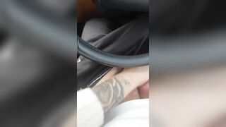 Step mom hand slip and stuck under step son pants touching dick and making him cum on steering wheel