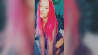 Sexy petite girl with pink hair